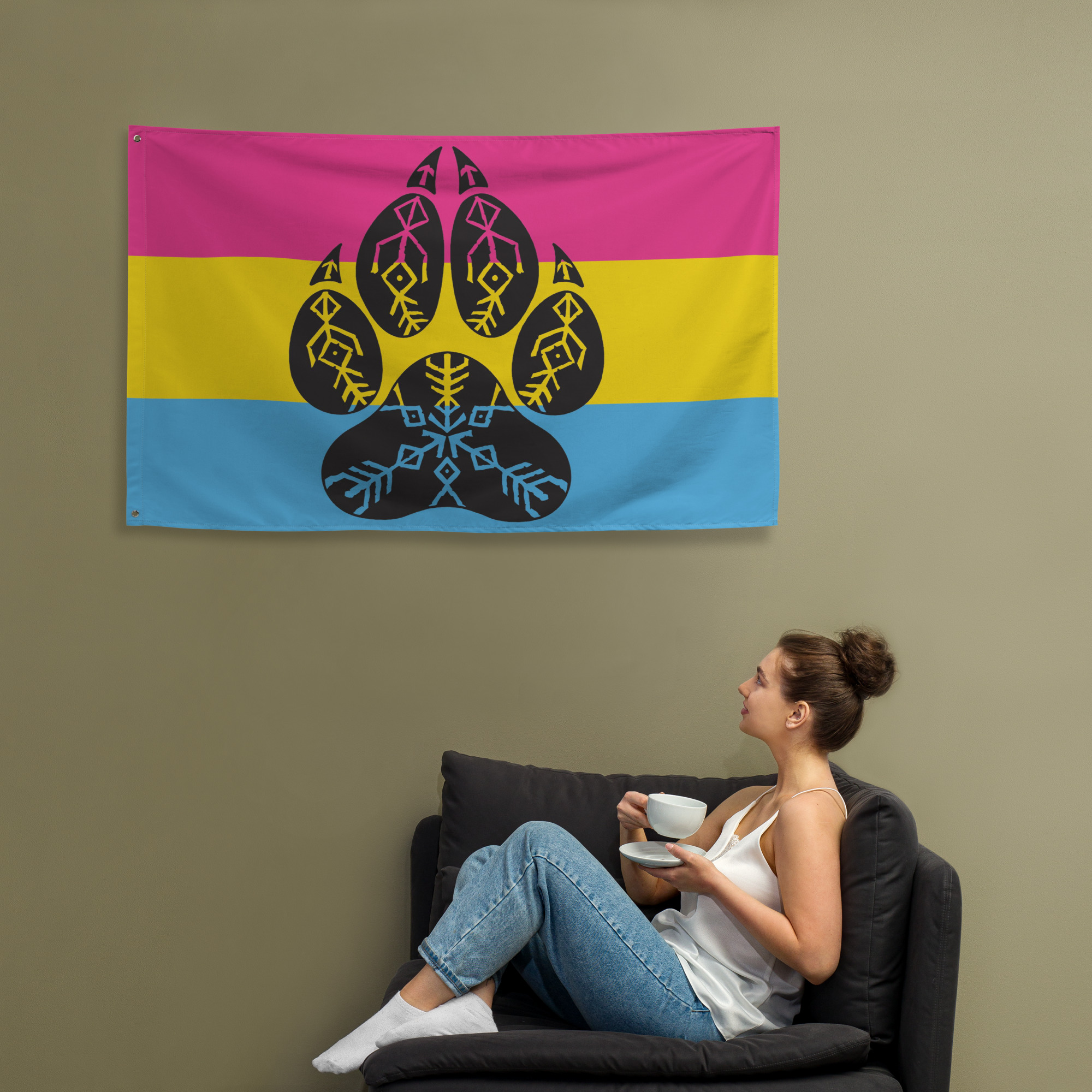 Pansexual Wolf Pack Pride Flag (Horizontal)