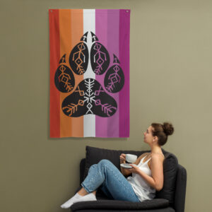 Lesbian Wolf Pack Pride Flag (vertical)