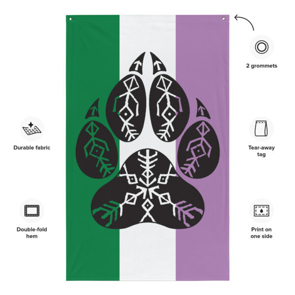 Genderqueer Wolf Pack Pride Flag (vertical) - Image 2