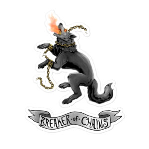 Fenrir Breaker of Chains (Black and White) Bubble-free stickers