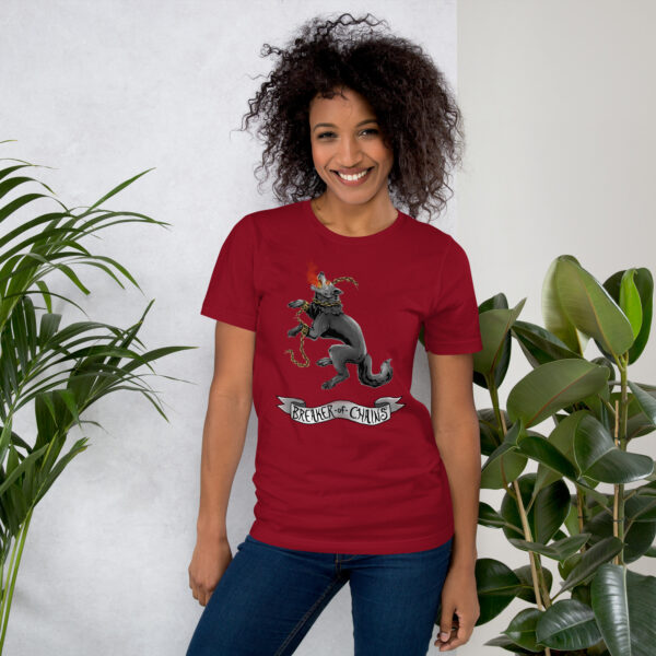 Fenrir, Breaker of Chains (grey banner) Unisex t-shirt - Image 3