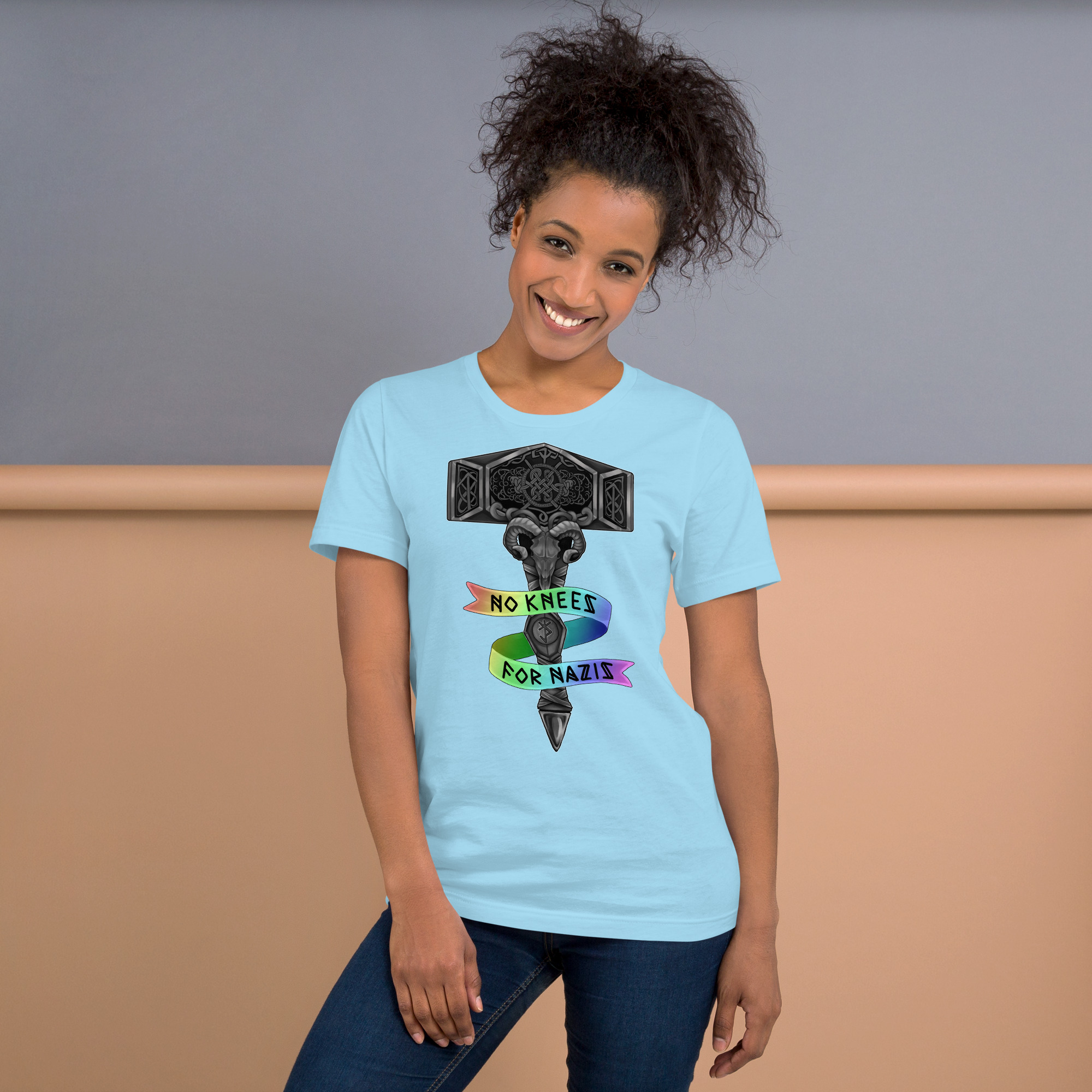 No Knees for Nazis (Rainbow) Unisex t-shirt - Image 11