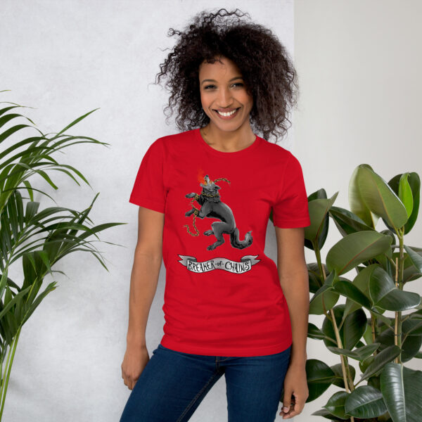 Fenrir, Breaker of Chains (grey banner) Unisex t-shirt - Image 4