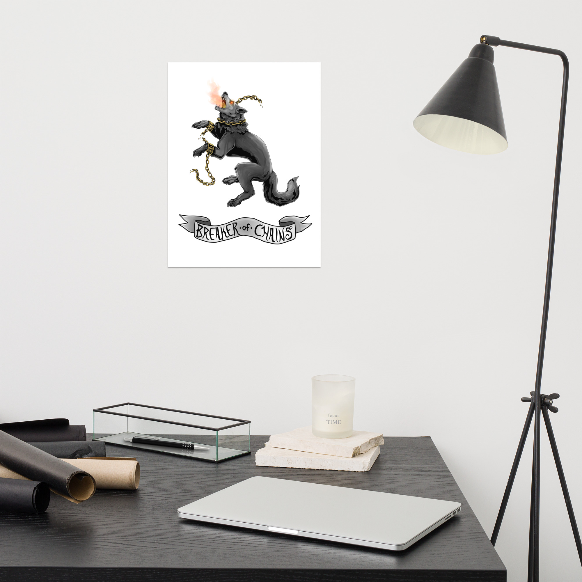 Fenrir, Breaker of Chains (Black and White banner) Poster - Image 2