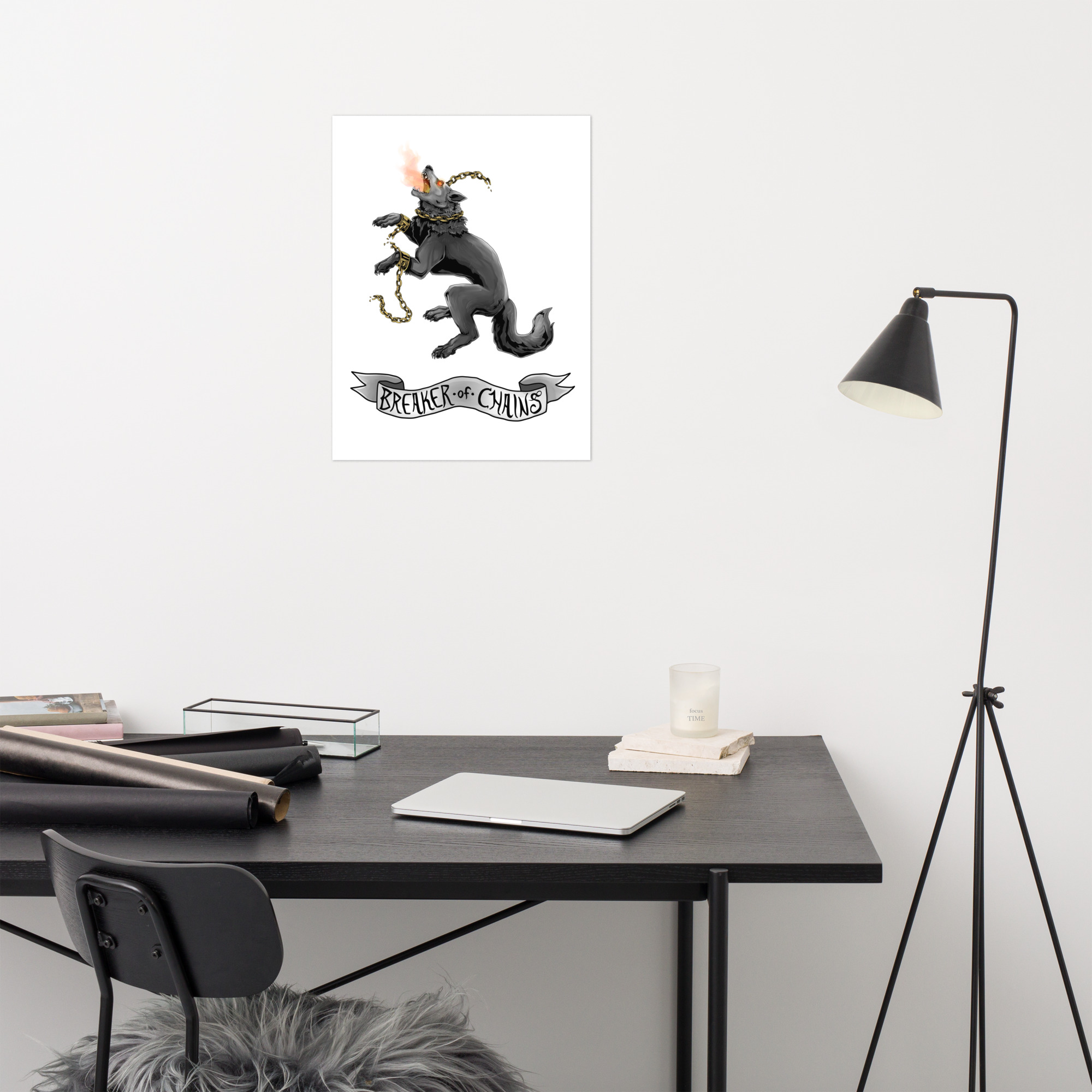 Fenrir, Breaker of Chains (Black and White banner) Poster - Image 3