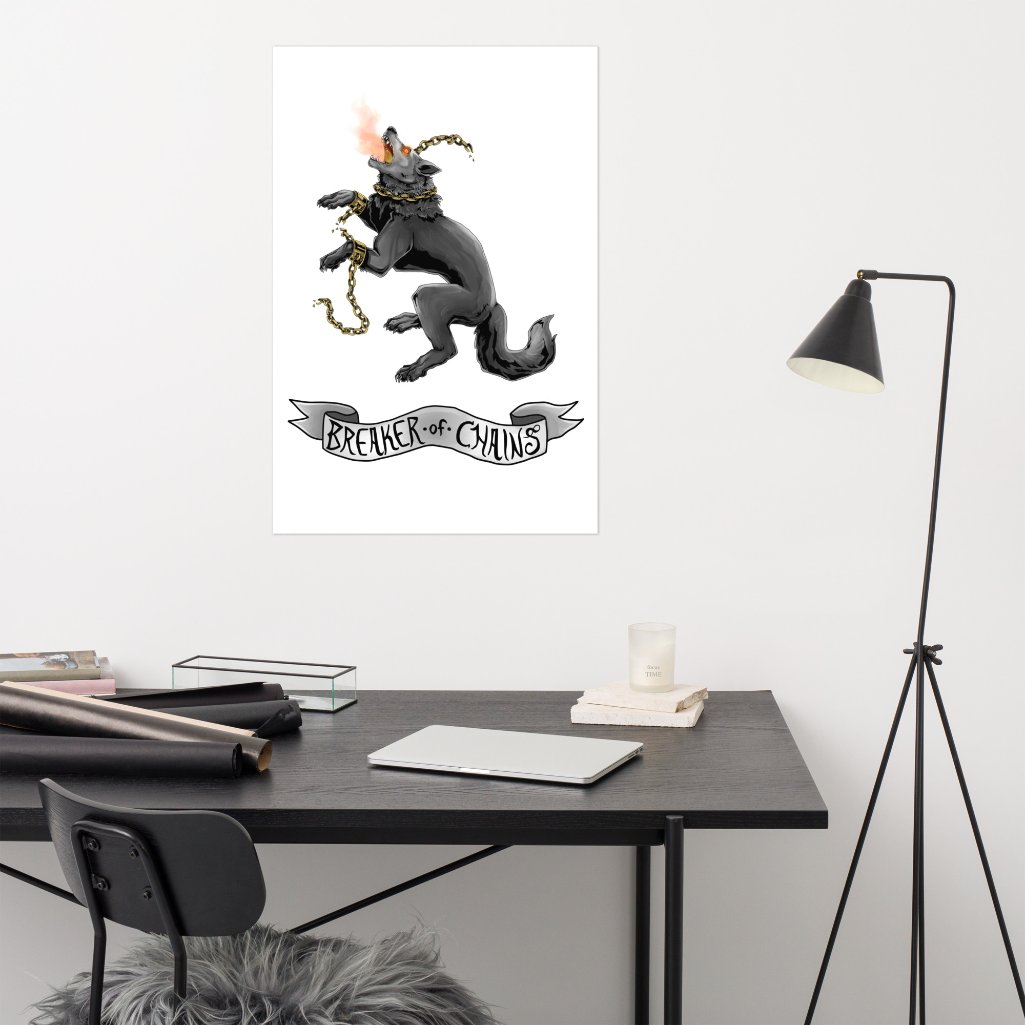 Fenrir, Breaker of Chains (Black and White banner) Poster - Image 4