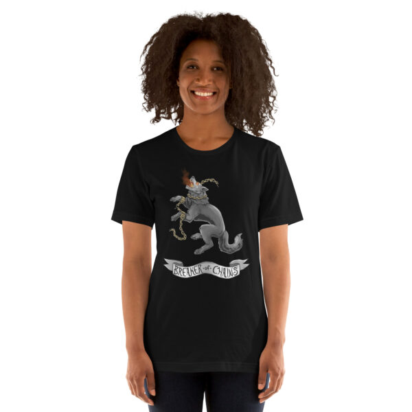 Fenrir, Breaker of Chains (grey banner) Unisex t-shirt - Image 6