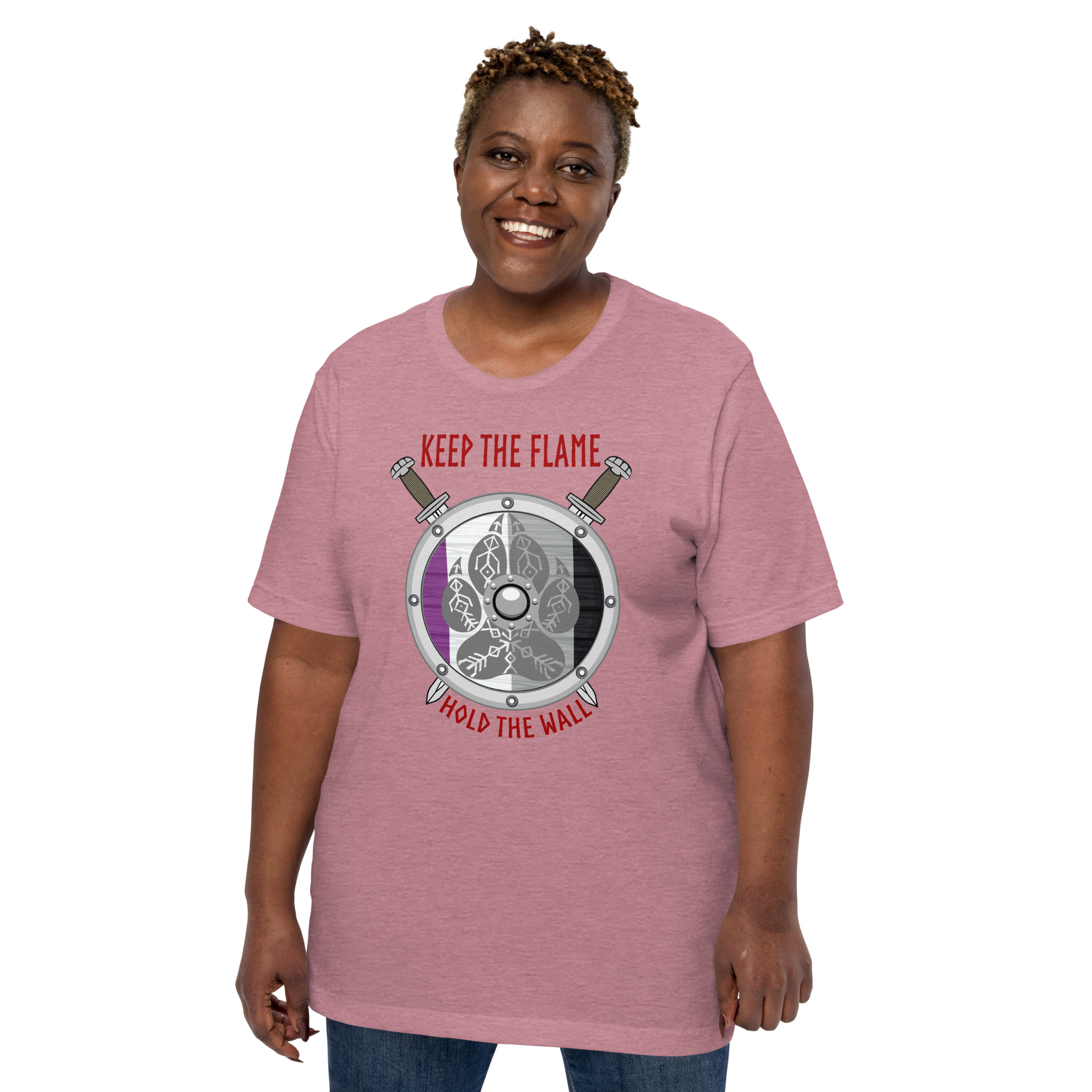 Keep The Flame Hold The Wall Asexual Pride Unisex t-shirt - Image 4