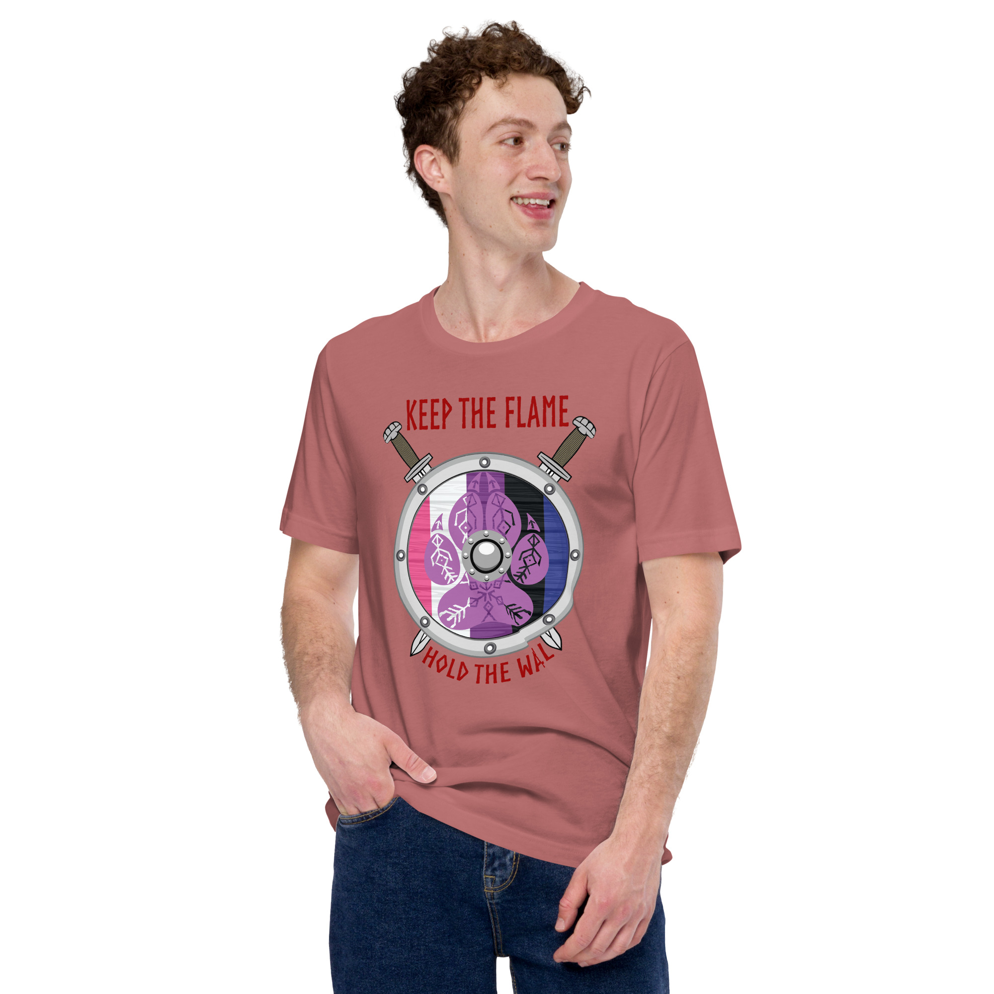 Keep The Flame Hold The Wall Genderfluid Pride Unisex t-shirt - Image 4