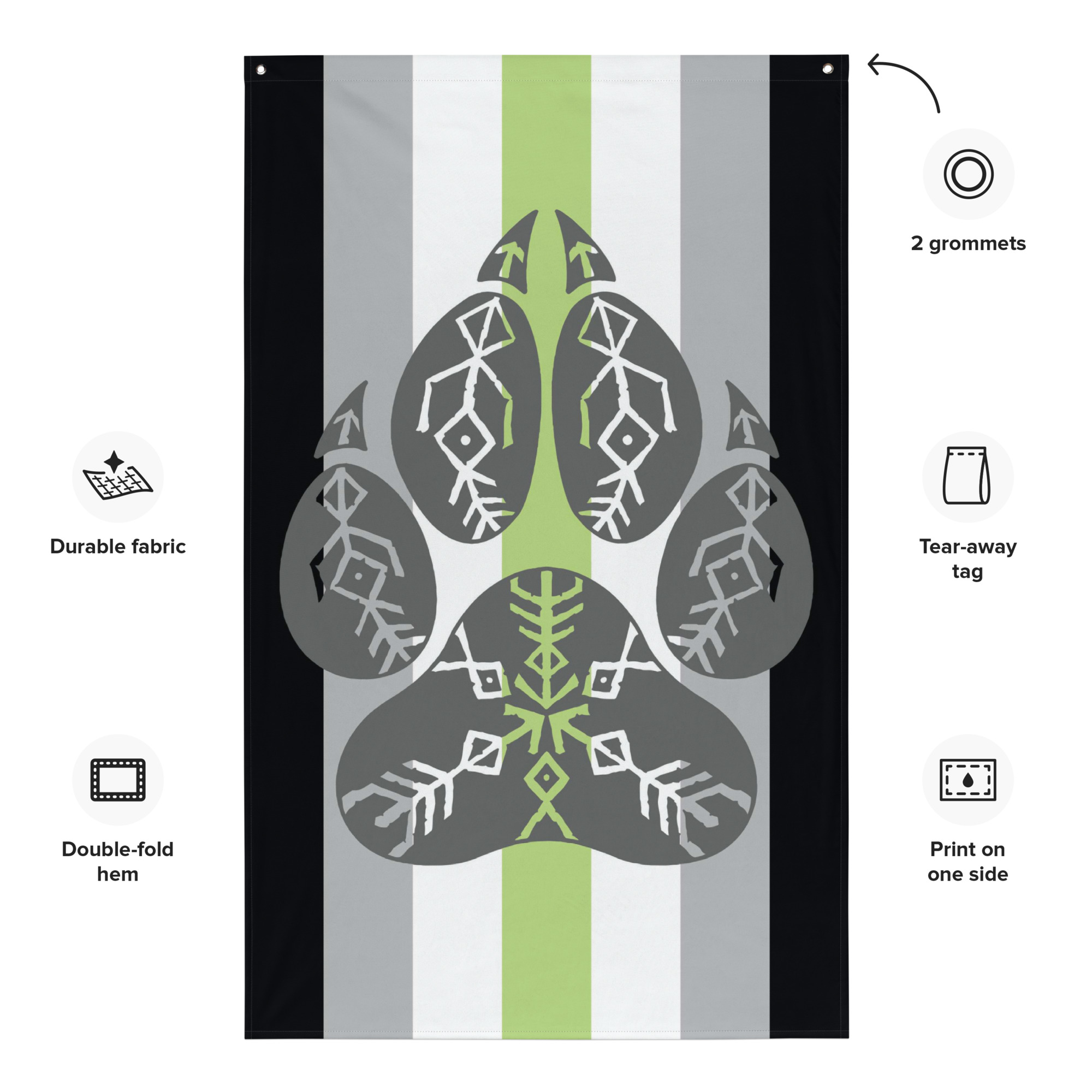 Wolf Pack Agender Pride Flag - Vertical - Image 3