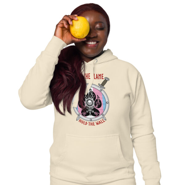 Keep the Flame Hold the Wall Transgender Pride Shield Unisex Hoodie - Image 8