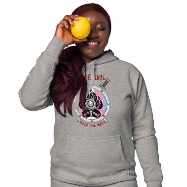 Keep the Flame Hold the Wall Transgender Pride Shield Unisex Hoodie - Image 7