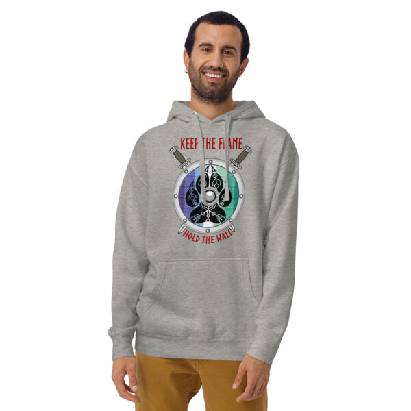 Keep the Flame Hold the Wall MLM Pride Shield Unisex Hoodie - Image 7