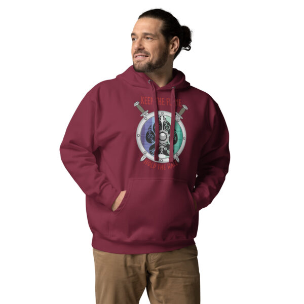 Keep the Flame Hold the Wall MLM Pride Shield Unisex Hoodie - Image 2