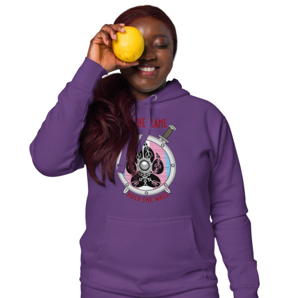 Keep the Flame Hold the Wall Transgender Pride Shield Unisex Hoodie - Image 5