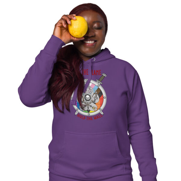 Keep the Flame Hold the Wall Progress Pride Shield Unisex Hoodie - Image 5