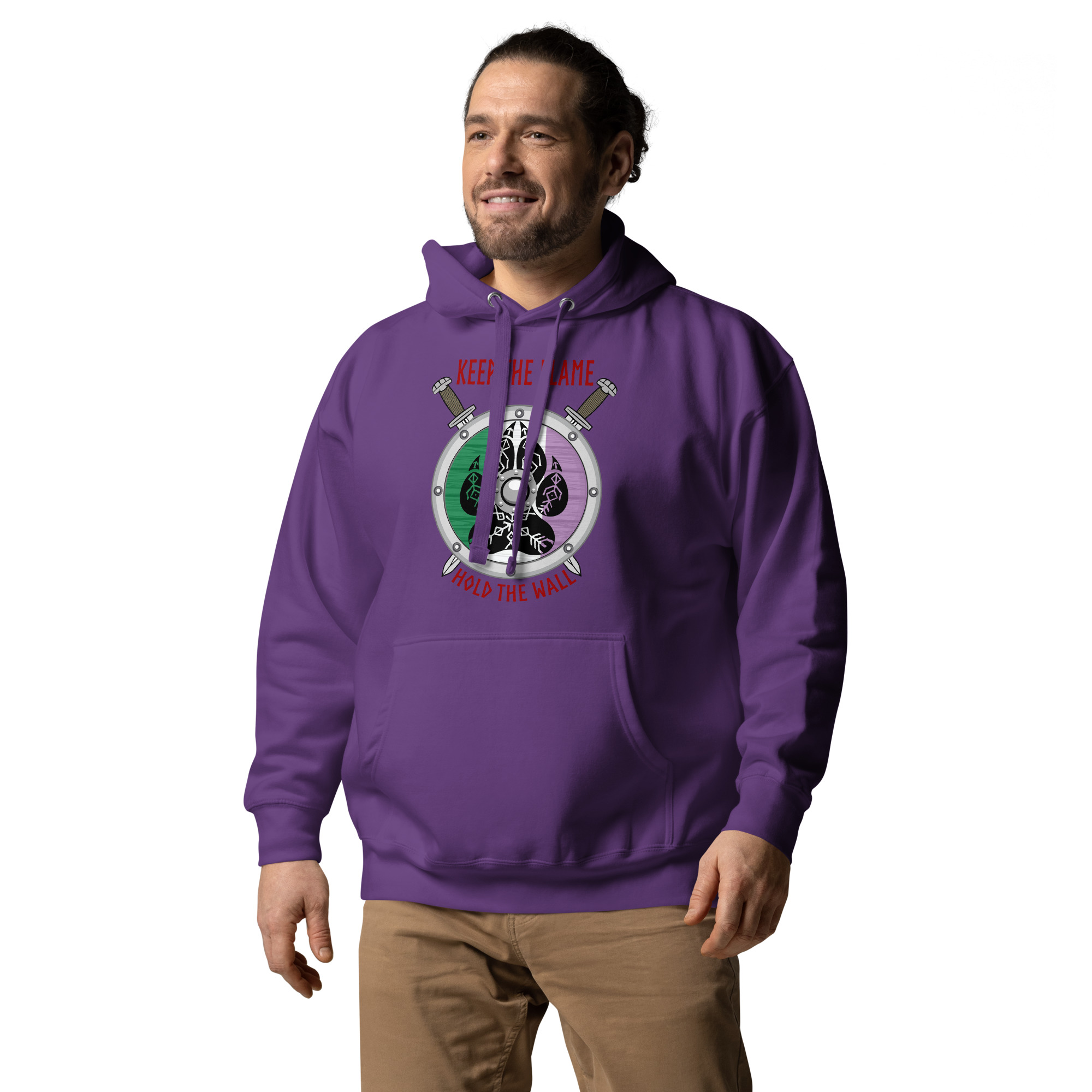 Keep the Flame Hold the Wall Genderqueer Pride Shield Unisex Hoodie - Image 5