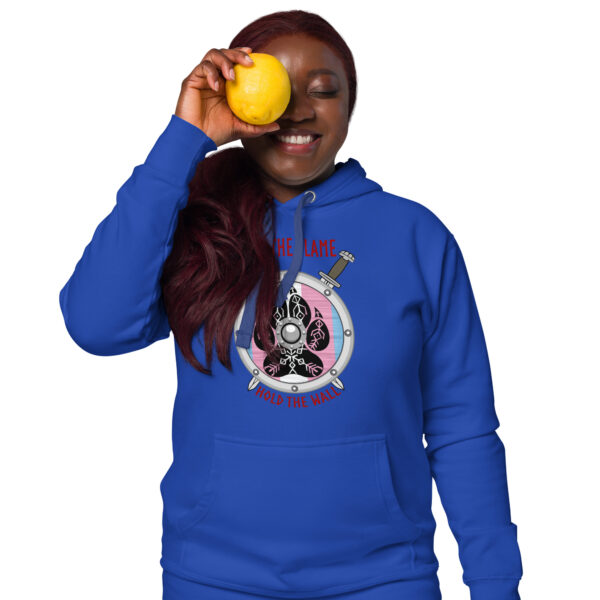 Keep the Flame Hold the Wall Transgender Pride Shield Unisex Hoodie - Image 4