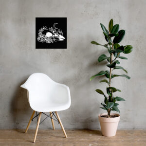 Skull and Blossoms Poster White lines