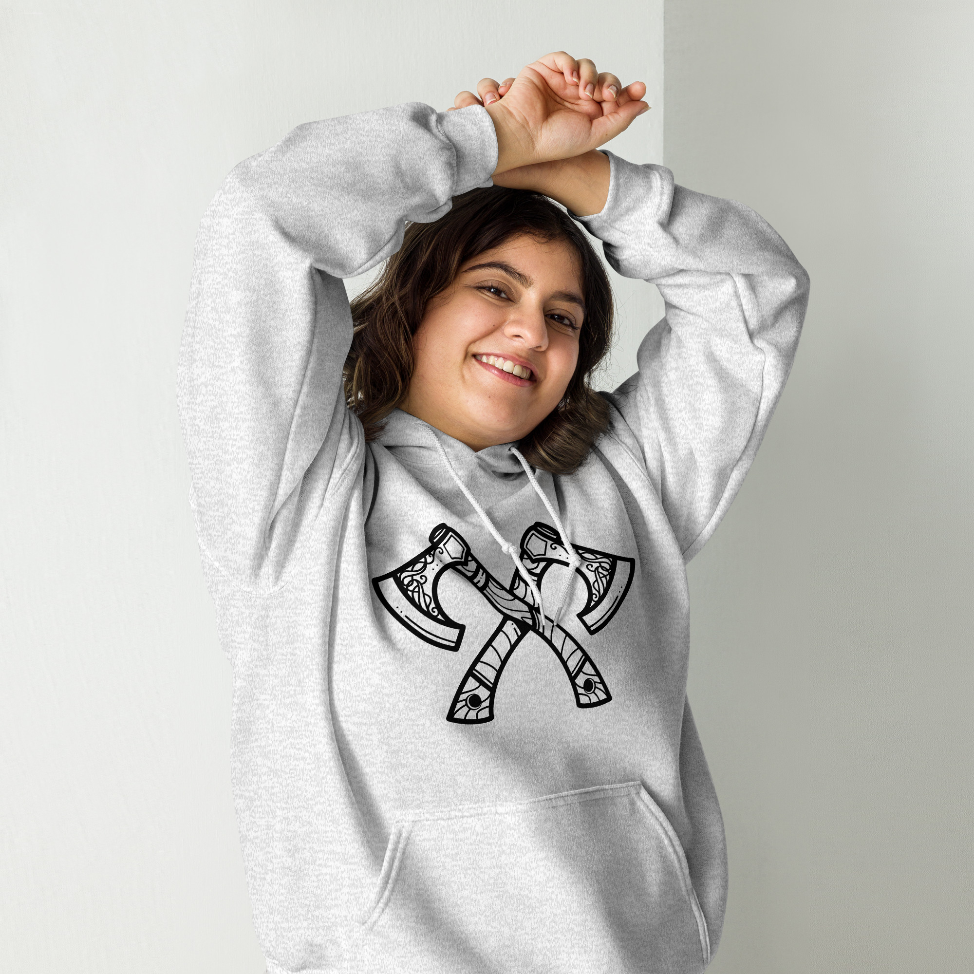 Crossed Axes - Black Lines Unisex Hoodie - Image 11