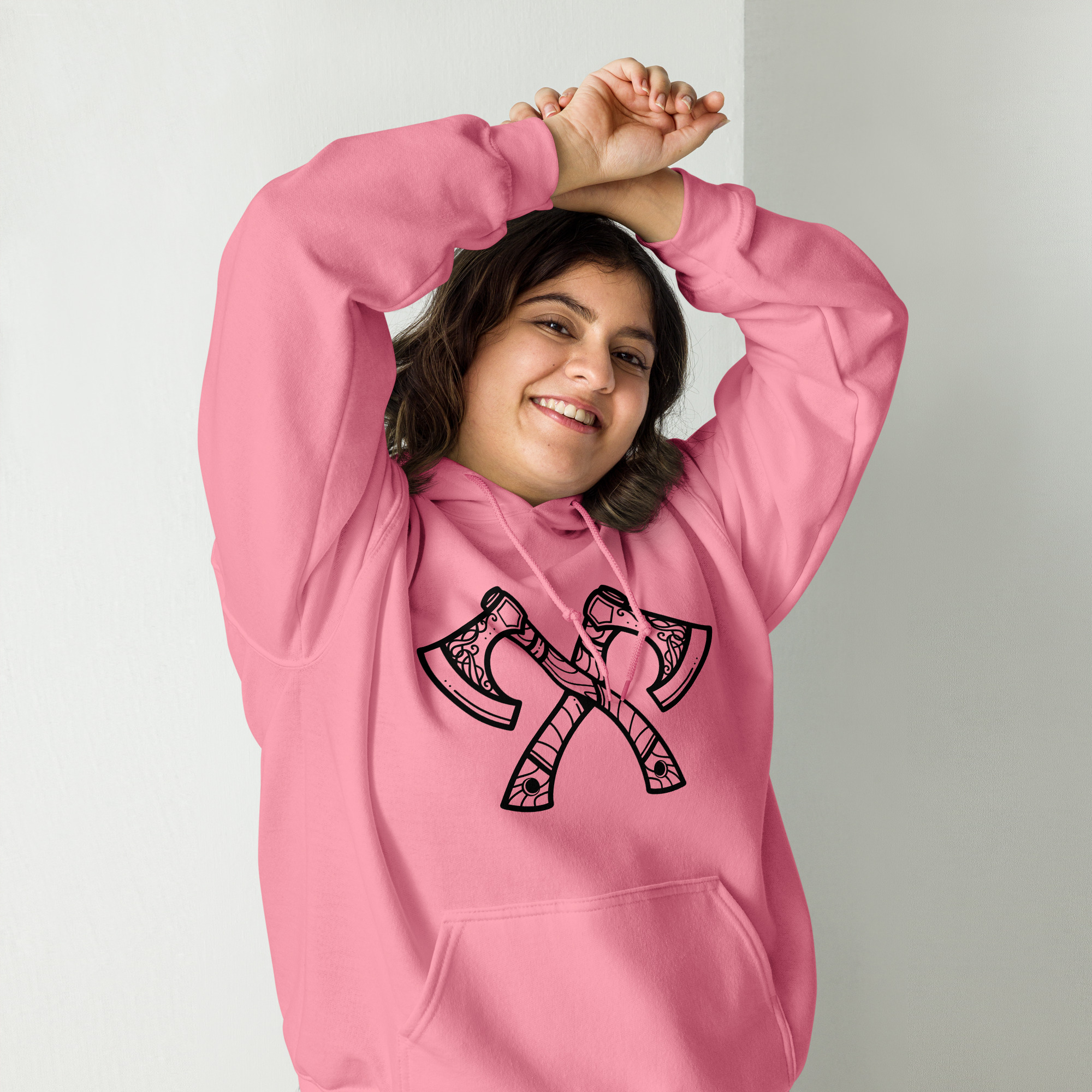 Crossed Axes - Black Lines Unisex Hoodie - Image 9