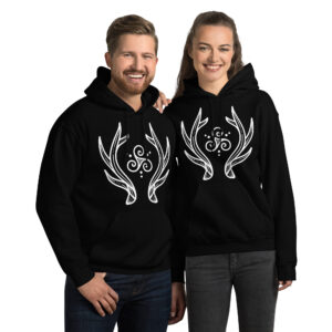 Antlers Tri-Swirl - White Lines Unisex Hoodie