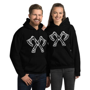 Crossed Axes - White Lines Unisex Hoodie