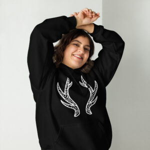 Swirled Antlers - White Lines Unisex Hoodie