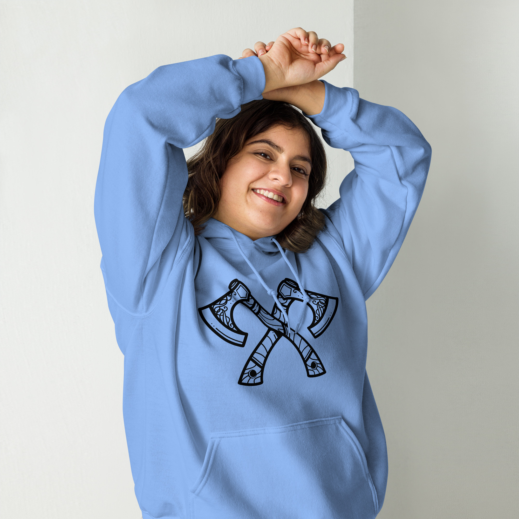 Crossed Axes - Black Lines Unisex Hoodie - Image 8