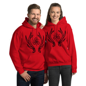 Antlers Tri-Swirl - Black Lines Unisex Hoodie