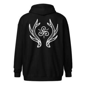 Antlers Tri-Swirl - White Lines Unisex heavy blend zip hoodie