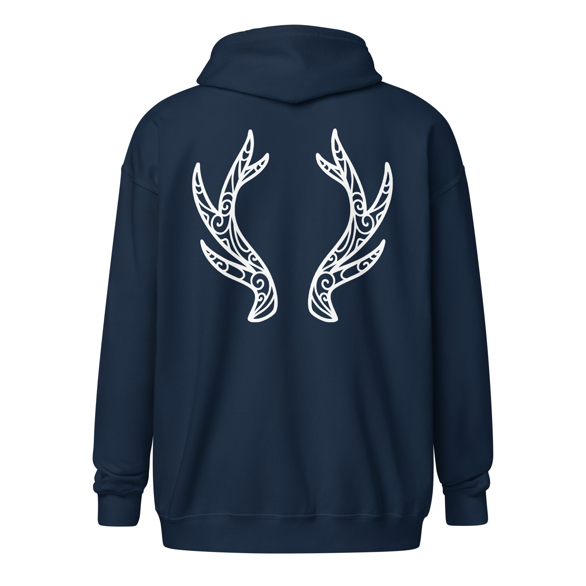 Swirled Antlers - White Lines Unisex heavy blend zip hoodie - Image 3