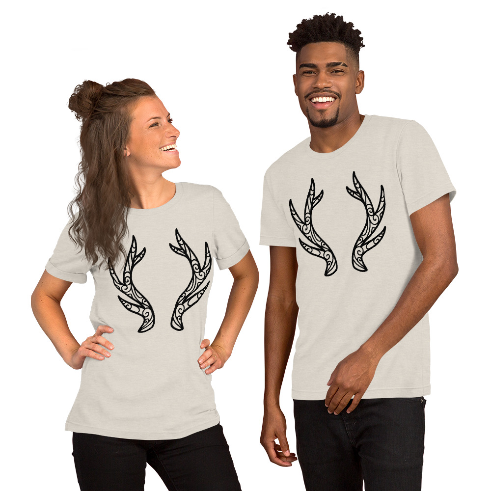 Swirled Antlers - Black Lines Unisex t-shirt - Image 7