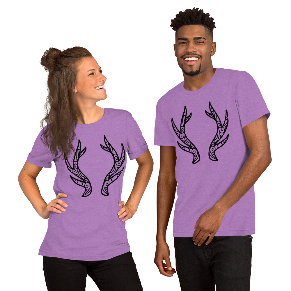 Swirled Antlers - Black Lines Unisex t-shirt - Image 3