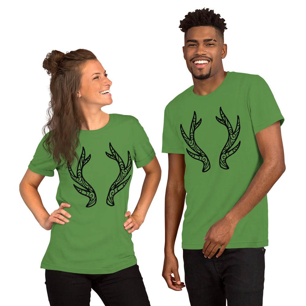 Swirled Antlers - Black Lines Unisex t-shirt