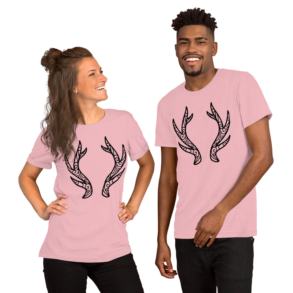 Swirled Antlers - Black Lines Unisex t-shirt - Image 6