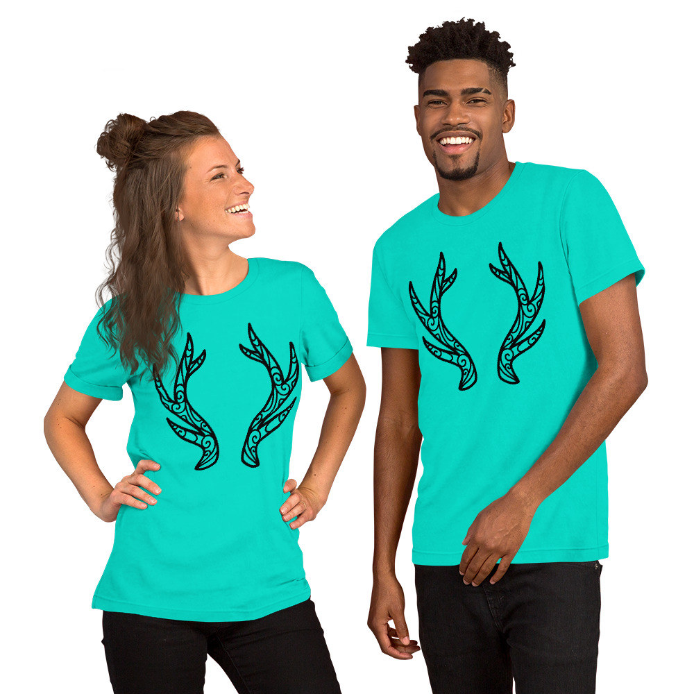 Swirled Antlers - Black Lines Unisex t-shirt - Image 5