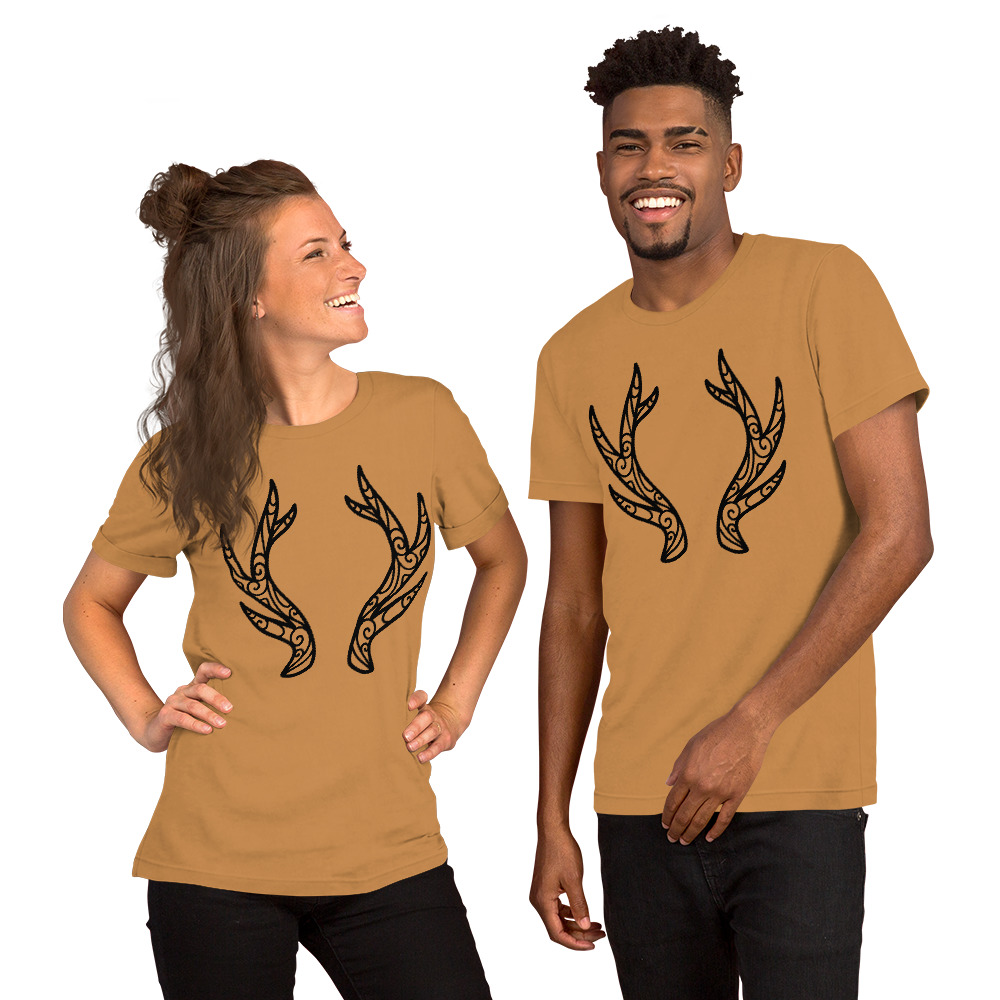 Swirled Antlers - Black Lines Unisex t-shirt - Image 4