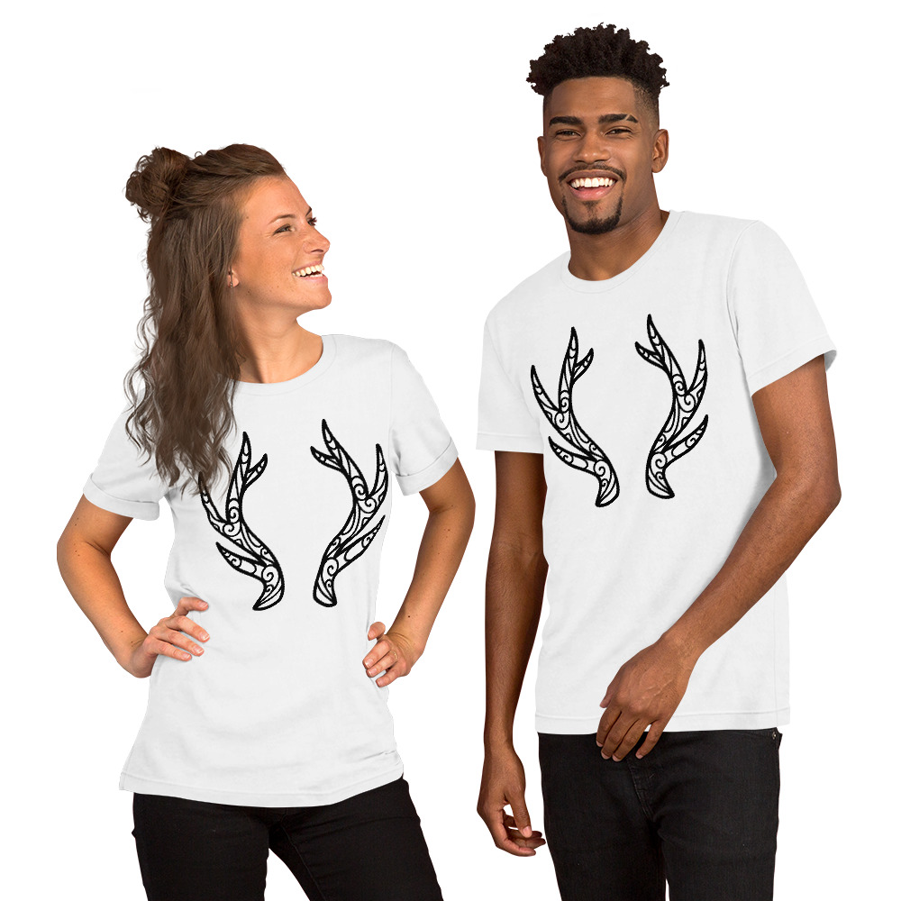 Swirled Antlers - Black Lines Unisex t-shirt - Image 8